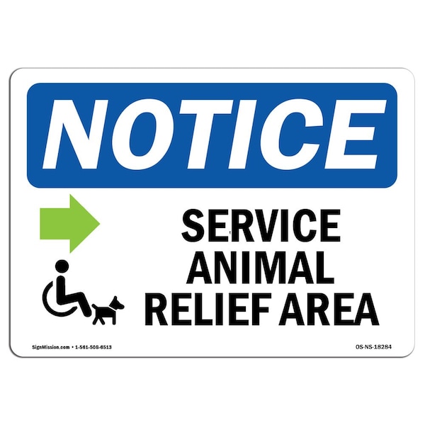 Sign, 3.5" H, Service Animal Relief Area (Right Sign, Landscape, NS-D-35-L-18284-10PK